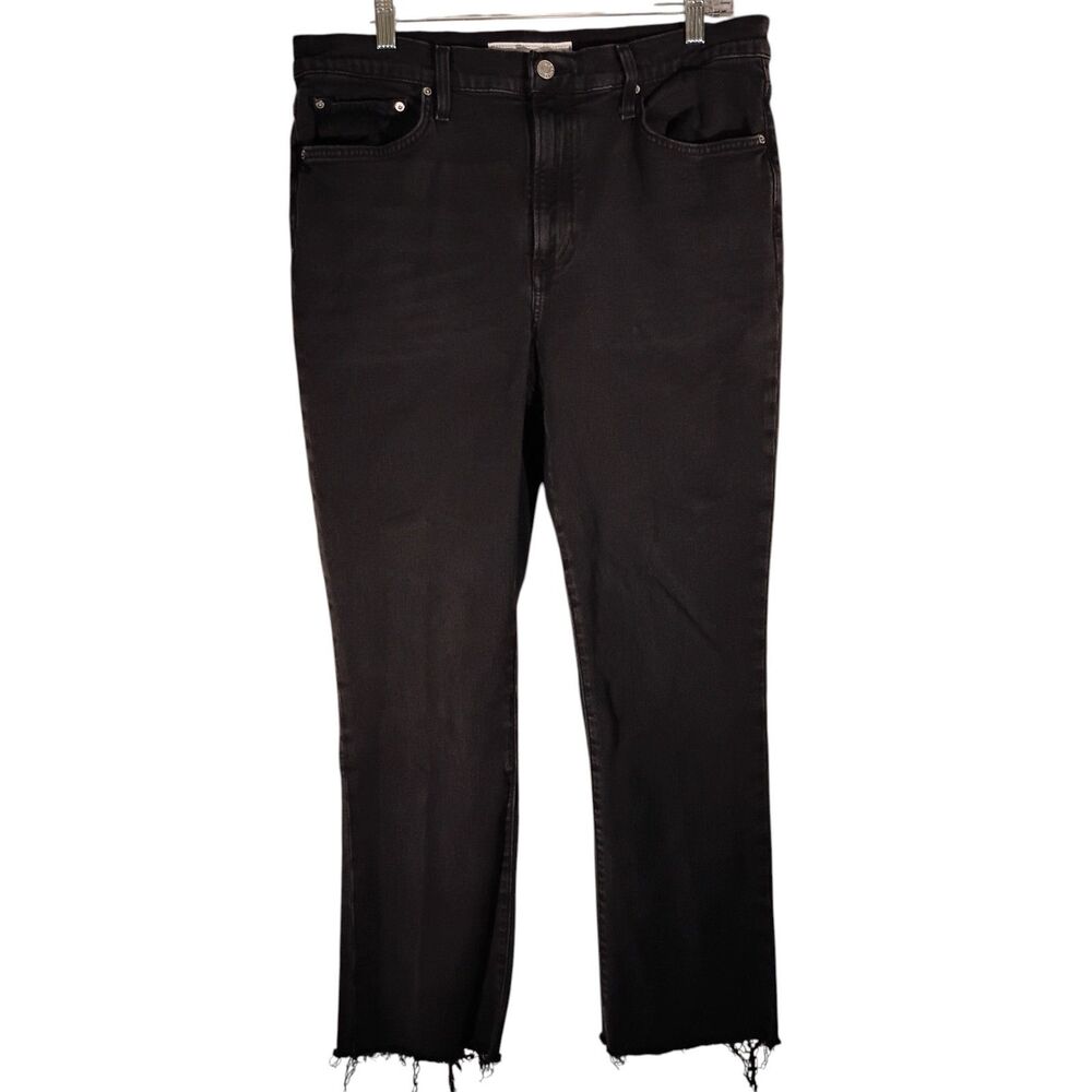 Frank & Eileen Black Straight-Leg Jeans with Raw Hem